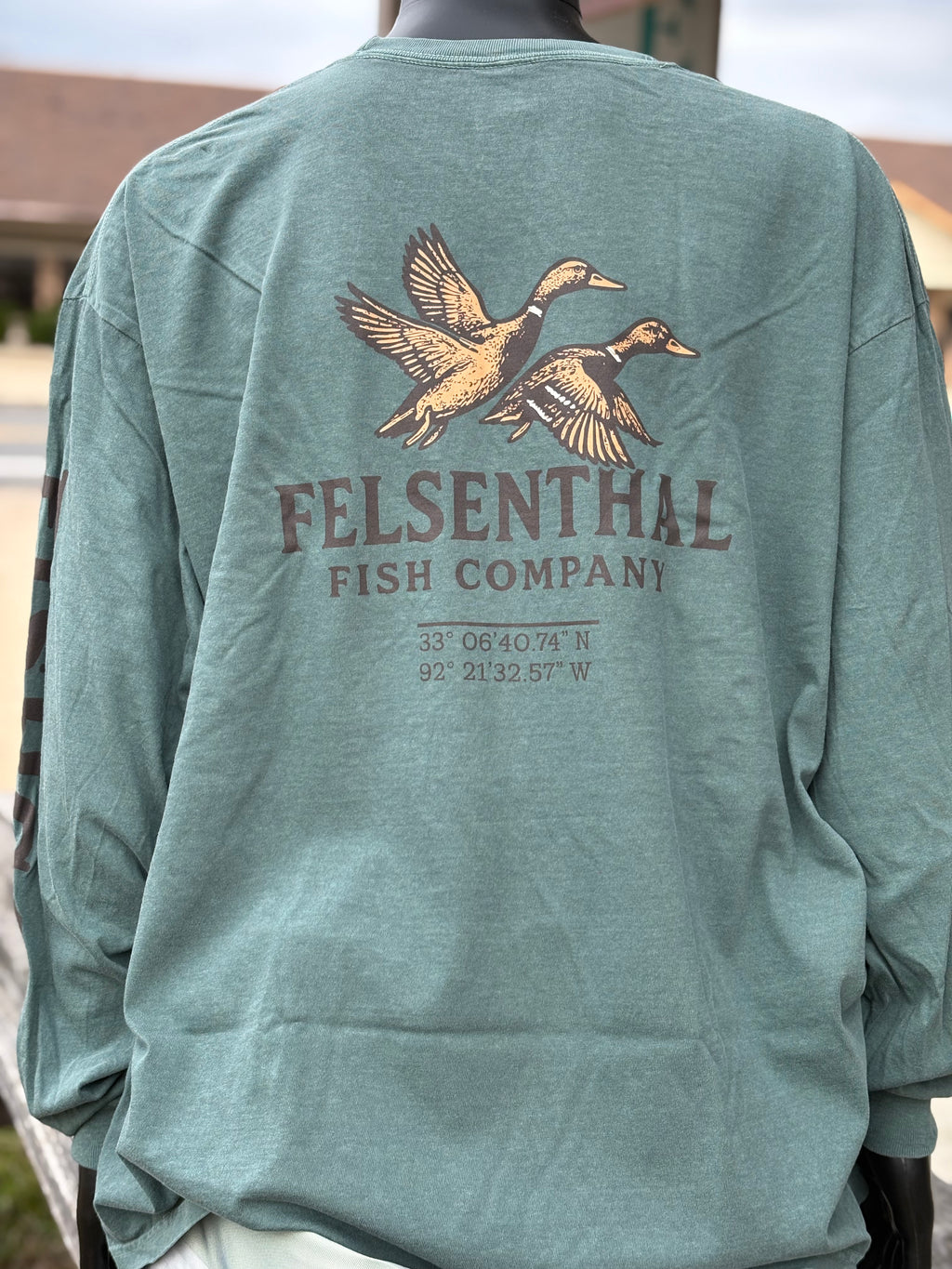 Long Sleeve Green Flying Ducks T-Shirt