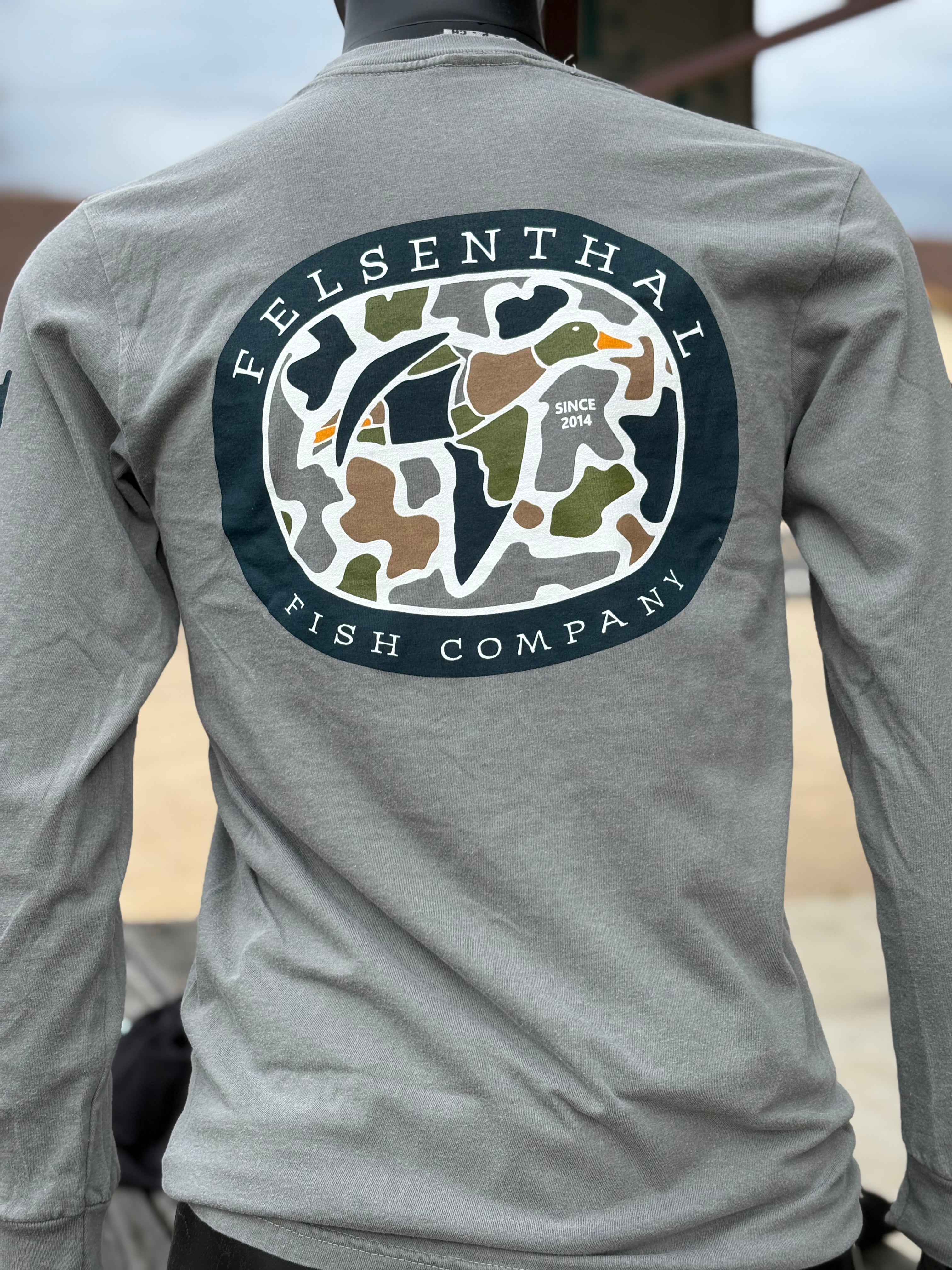 Long Sleeve Grey Duck Patch T-Shirt