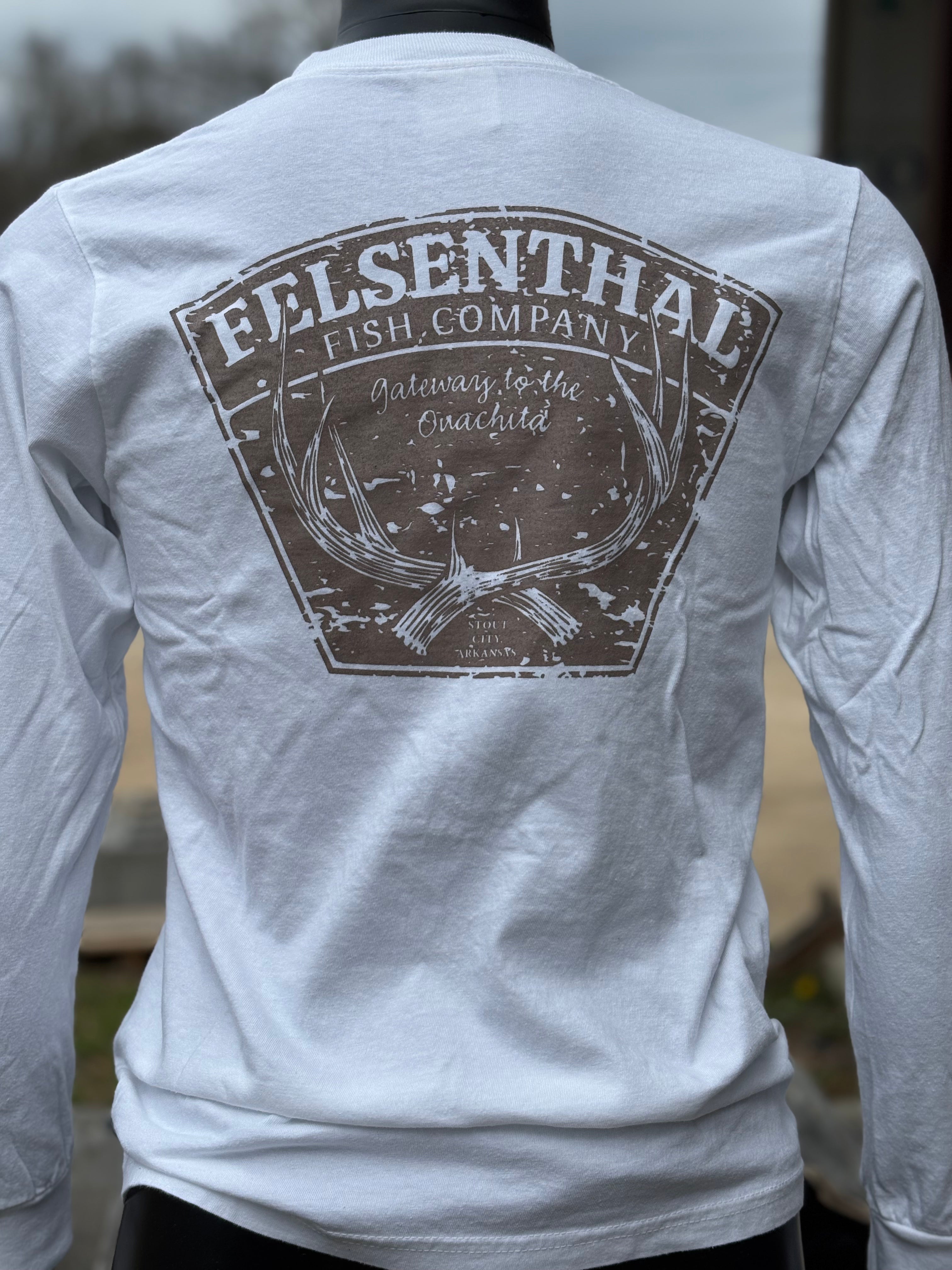 Long Sleeve White Antler T-Shirt