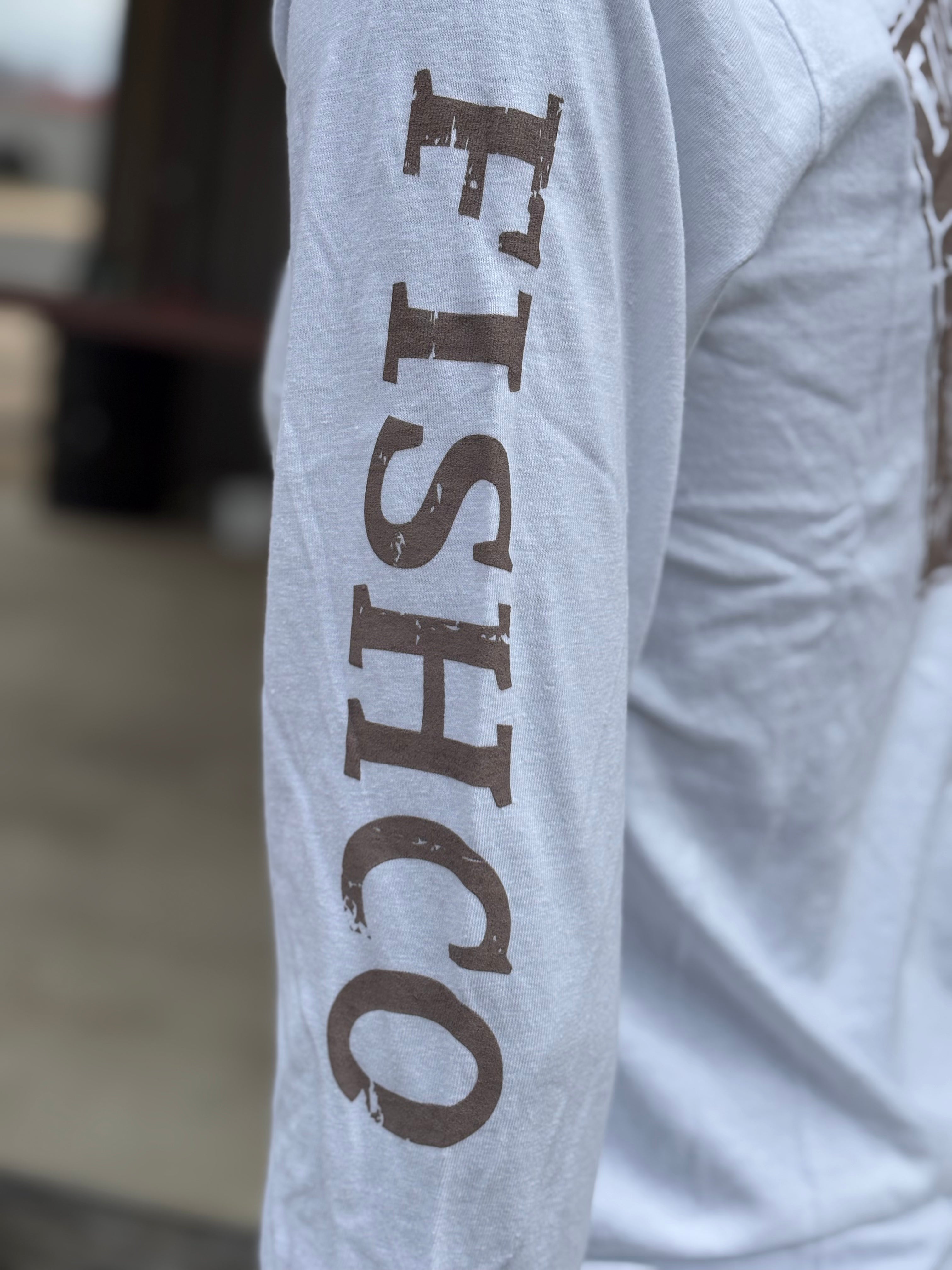 Long Sleeve White Antler T-Shirt